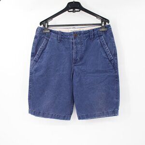 Abercrombie & Fitch Shorts Men’s 32 Blue denim Chino 10" Button Fly Flat Front